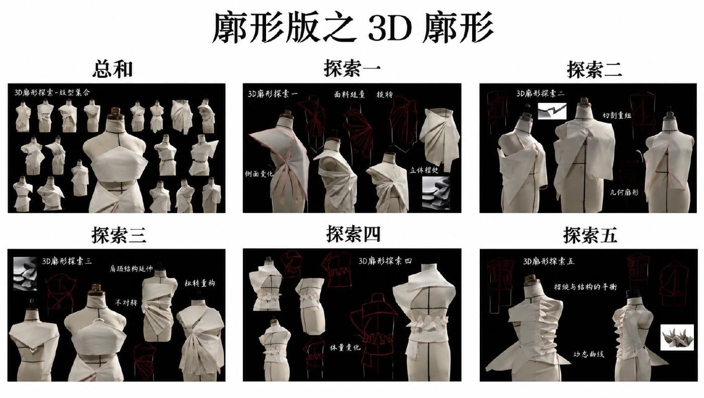 廓形版之 3D 廓形 · 立裁探索